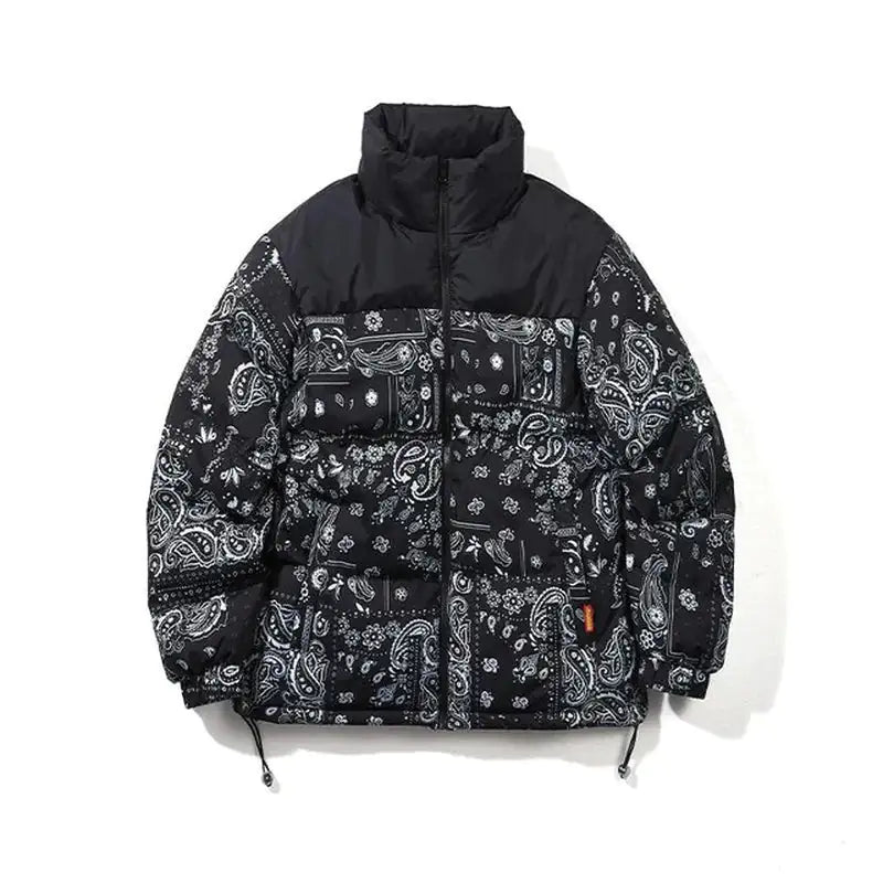 Men's Bandana Print Puffer Jacket