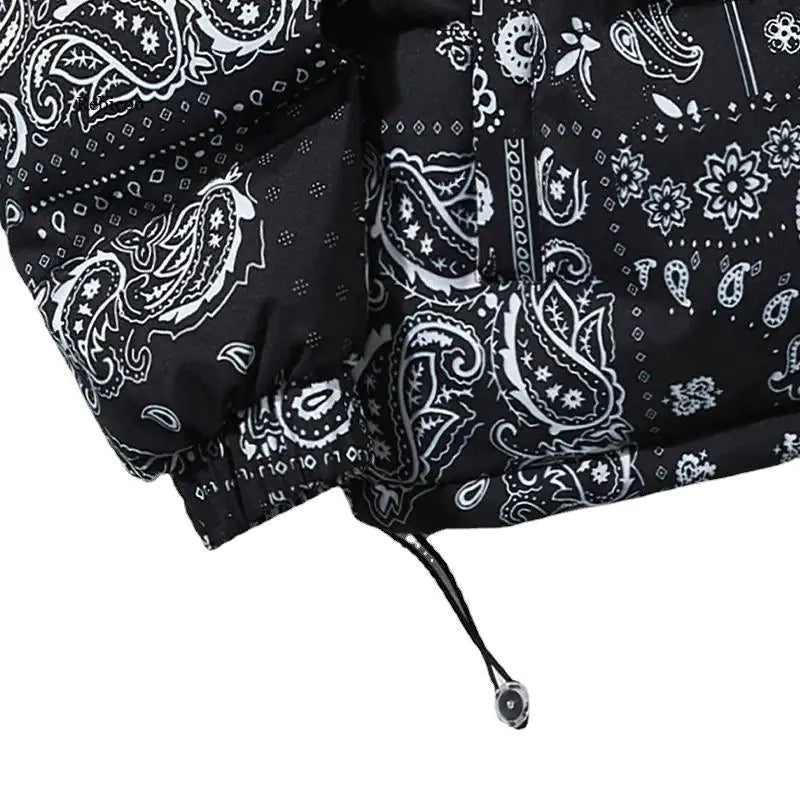 Men's Bandana Print Puffer Jacket