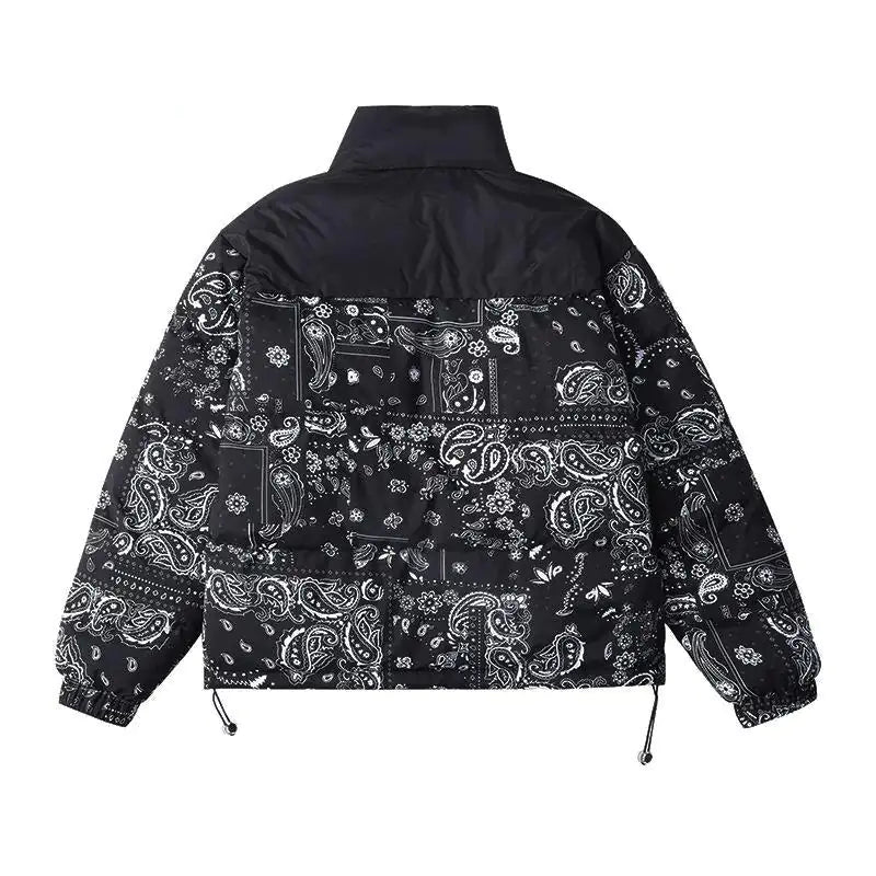 Men's Bandana Print Puffer Jacket